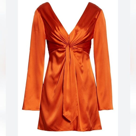 NWT Cinq A Sept Caelan Dress In Blood Orange 100% Silk - Picture 3 of 10